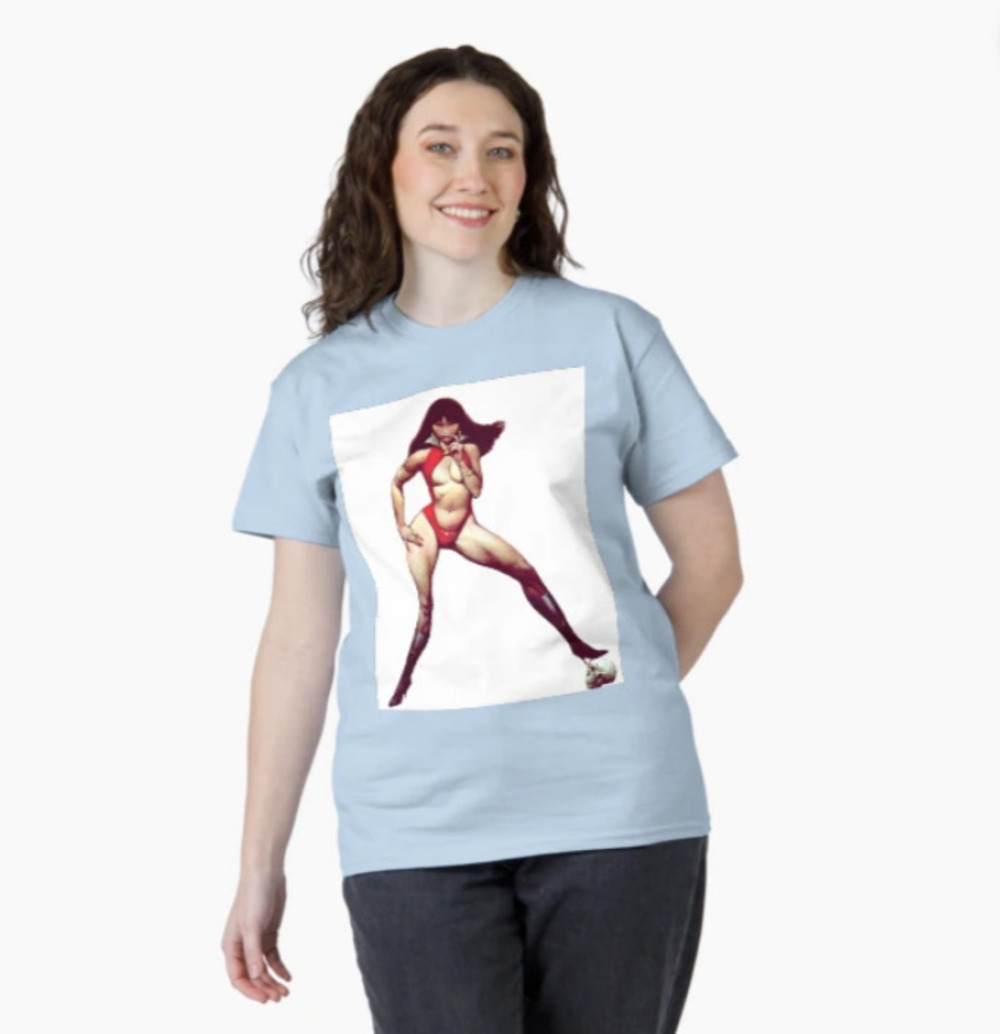 Vampirella Skull Classic T Shirt Light Blue